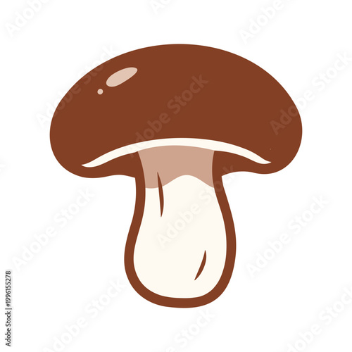 Illustration of a brown mushroom with a thick stipe and smooth cap on a white background