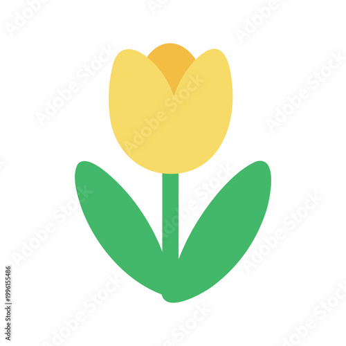 Delightful yellow tulip illustration with smooth vector graphics and simplistic shapes