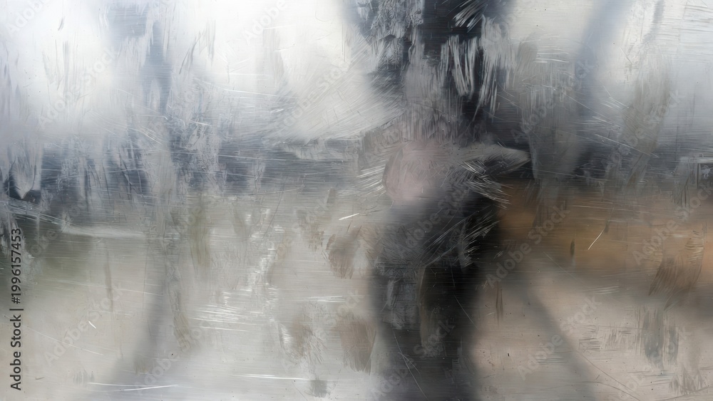 Fototapeta premium Abstract scratched metallic surface with reflections and textured grunge background