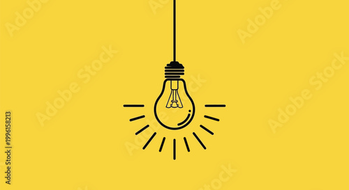 Minimal hanging lightbulb icon symbolizing creative idea and innovation