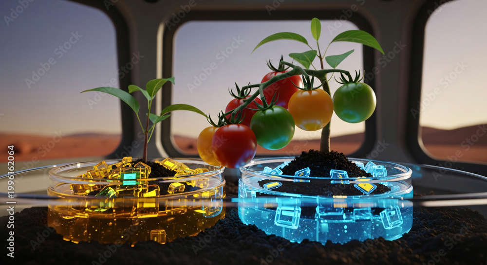 Fototapeta premium Prosperous Low-angle cinematic of A cluster of vibrant heirloom cherry tomatoes (red, yellow, gre...