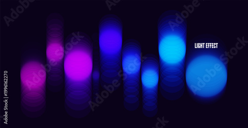 Abstract spots of light with a soft blur and a vertical light trail. Color gradient. Overlapping translucent circles with a bokeh effect. Vector for brochure, poster, cover, presentation, flyer, etc.
