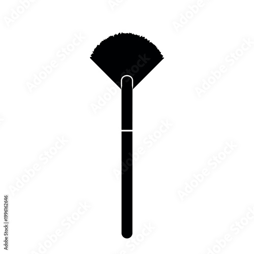 Black silhouette stencil of a fan brush for highlighter