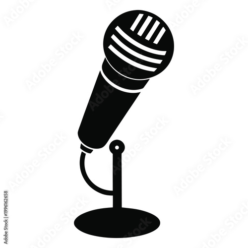 Microphone Icon with Sound Waves Music Recording and Singing Concept Vector Design