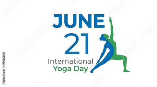 International Yoga Day June 21 Calendar Date with Yoga Pose Silhouette