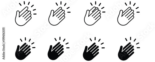 Hand gestures icons with rays, Swipe left right symbols