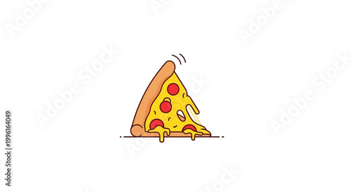 A cartoon slice of melting pizza.