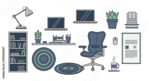 Modern vector illustration of essential office equipment