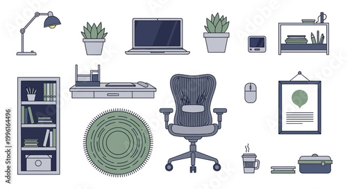 Vector illustration of essential modern office items