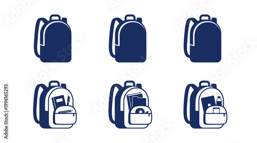 Collection of various backpacks on display.