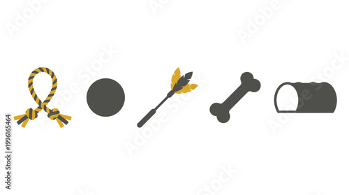 Collection of various pet toys and accessories for dogs.