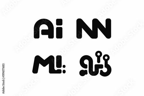 Ai symbols featuring neural networks machine learning digital circuit design