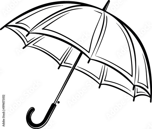 Black and white illustration of a classic umbrella