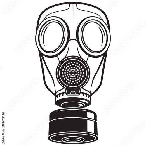 Black and white gas mask respirator vector illustration isolated on white background