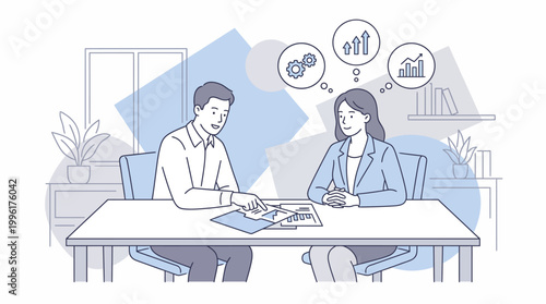 Dedicated business professionals analyzing market data and developing strategic plans for company growth and process optimization during a collaborative meeting