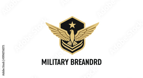 Military brand emblem with eagle and chevron shield logo vector design isolated on white background