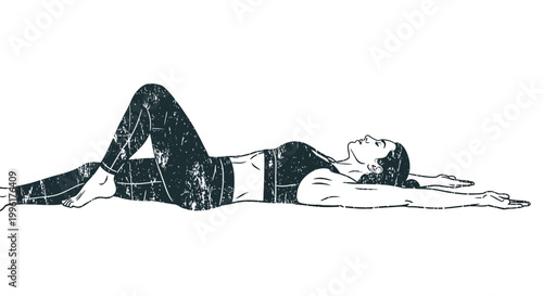 Woman stretching on floor, yoga, pilates, fitness, healthy lifestyle, isolated on white