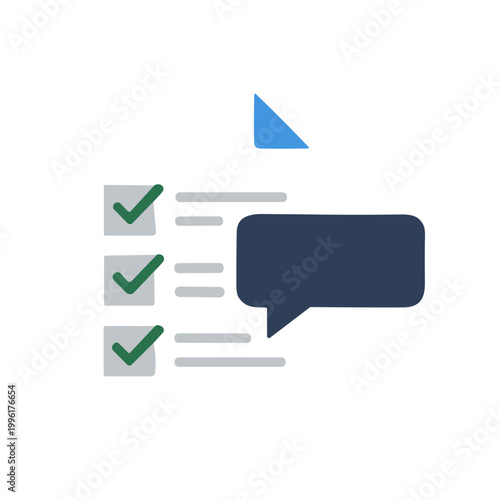 Checklist with speech bubble graphic.