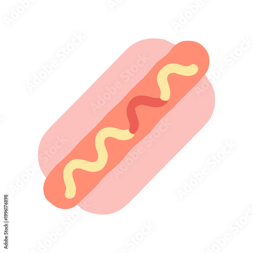 Hot dog with ketchup illustration.