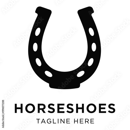 Black horseshoe logo with tagline on white background icon