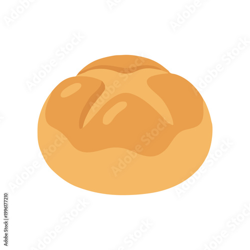 Freshly baked round loaf bread.