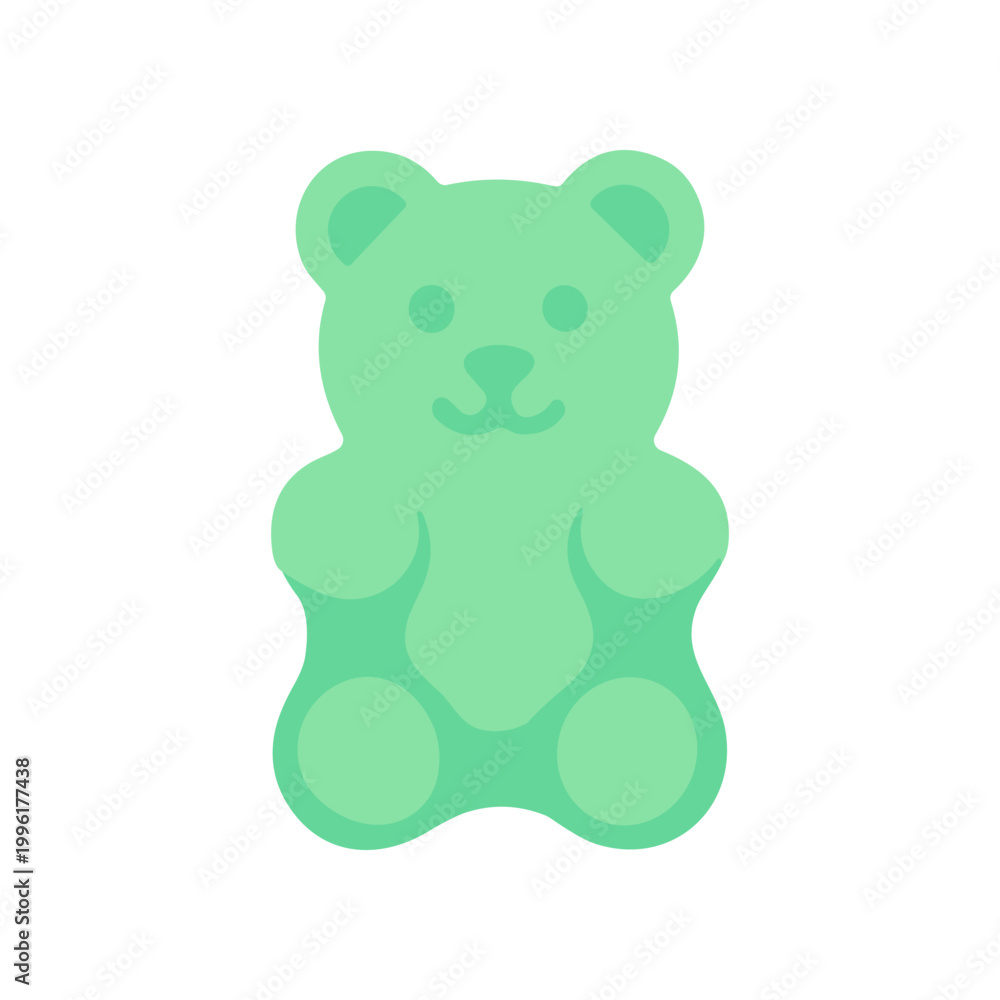 Fototapeta premium Green gummy bear candy sitting upright.