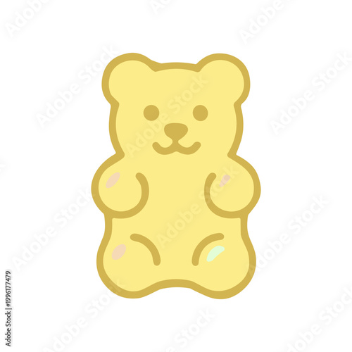 Yellow Cartoon Gummy Bear Closeup.