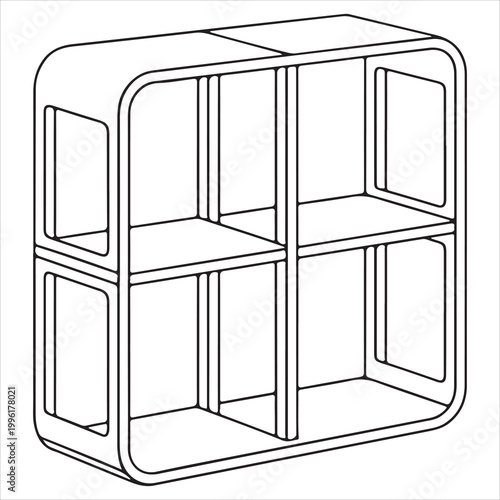 Modern modular shelving unit with three-tiered open design