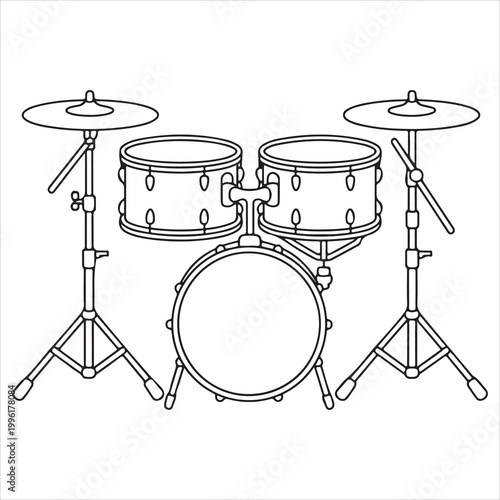 Classic five-piece drum set with cymbals and stands