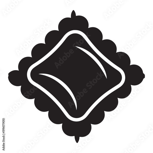 Black and white ravioli pasta icon vector illustration isolated on white background for menu design