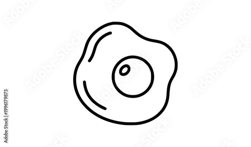 Minimal Fried Egg Outline Icon Breakfast Food Line Art Vector
