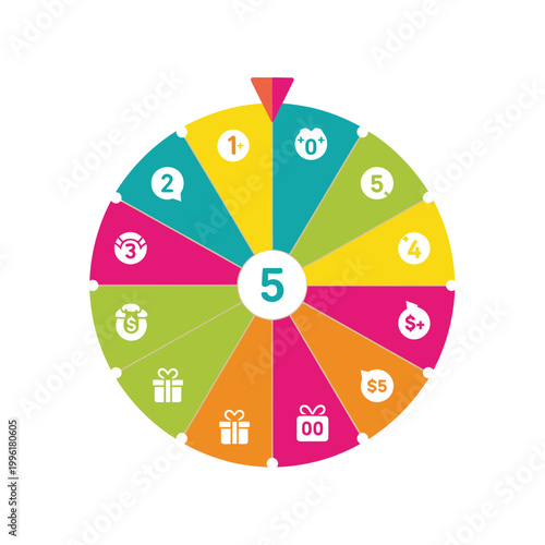 Spinning Fortune Wheel with Prizes and Numbers