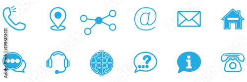 Circular Business Contact Communication  Icon Set
