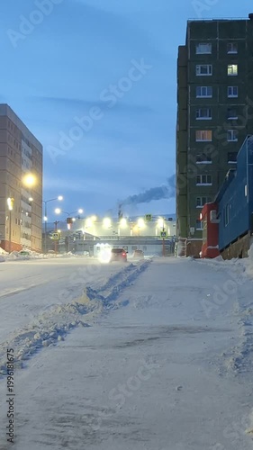 polar night view of the city Norilsk