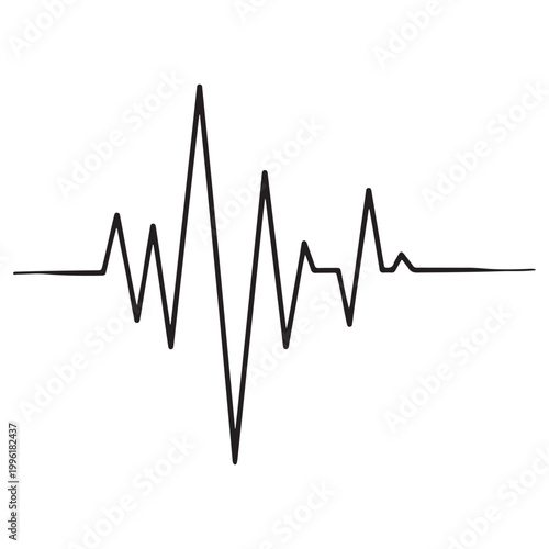 Hand drawn heartbeat pulse line vector illustration isolated on white background black ink sketch of ekg ecg wave