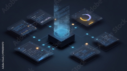 AI monitoring document access logs with holographic analytics.