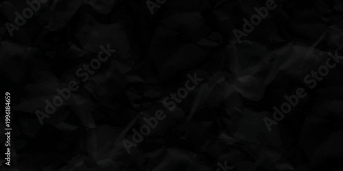 black background crumpled paper texture seamless pattern. crumpled paper texture black background. Vector illustration