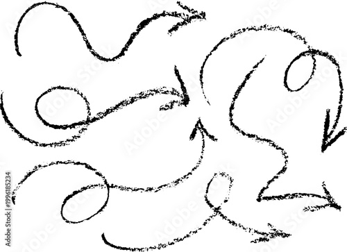 Wave Crayon Hand Drawn Arrows Set