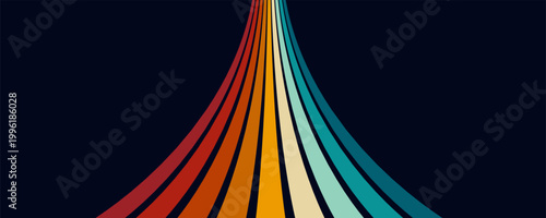 Retrofuturism poster design in trendy retro line style. Modern art poster retro vintage style 70s stripes background template lines shapes vector design.