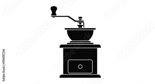 coffee grinder silhouette on white background high quality