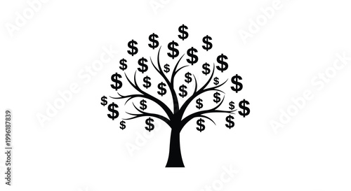money tree with dollar signs on branches