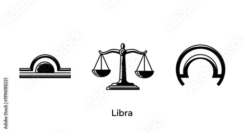 Libra zodiac symbol and scales icon astrological sign and balance concept simple vector illustration for horoscope and astrology design