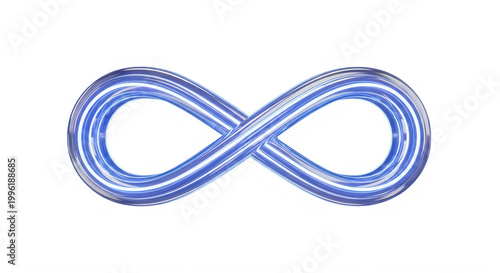 Blue infinity symbol with a shiny effect on a transparent background isolated and transparent background