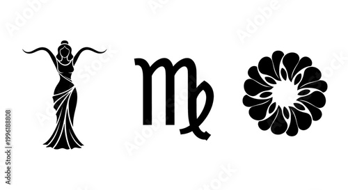 Virgo zodiac symbol and astrological icon minimalist vector illustration for horoscope and astrology concepts isolated on white