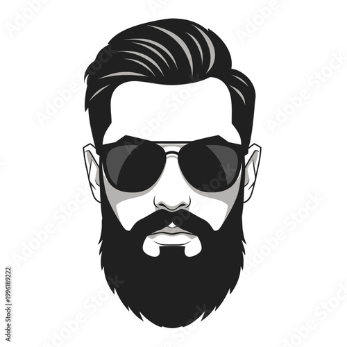 Stylish Bearded Man Wearing Sunglasses - Vector Illustration