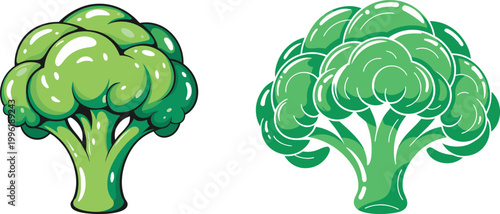 Broccoli vector illustrations set for vegetarian nutrition posters healthy food blogs and organic vegetable advertising.