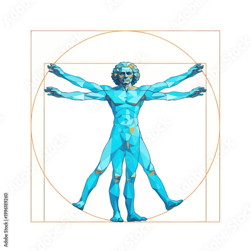 Foto Vitruvian Man, Human Body Geometry, Science, Art, Proportion, Digital Illustrati