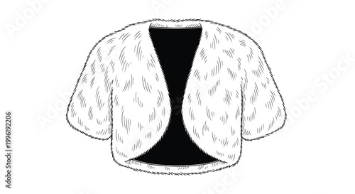 furry jacket illustration with textured details on white background