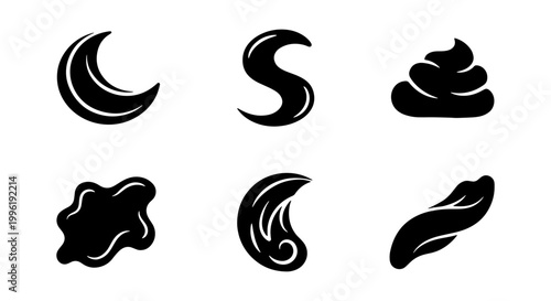 Black cosmetic cream smears and liquid texture icons, 6 vector skincare product swatches, organic gel and lotion stroke silhouettes for beauty branding