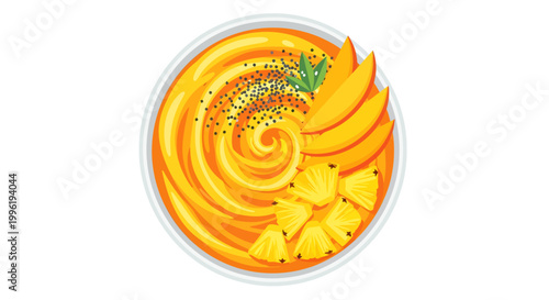 Fresh fruit salad with mango and pineapple